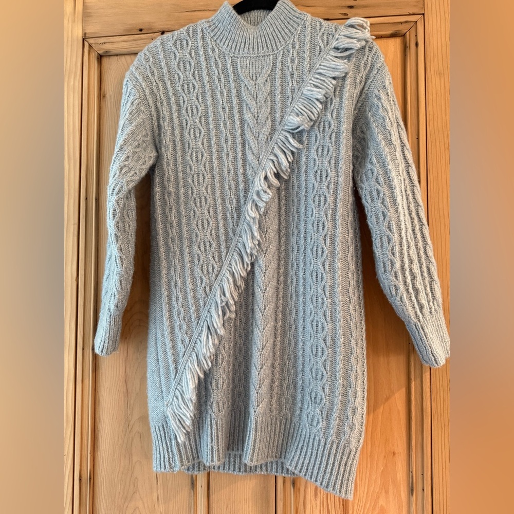 Zara Light Blue Cable Knit Sweater Dress